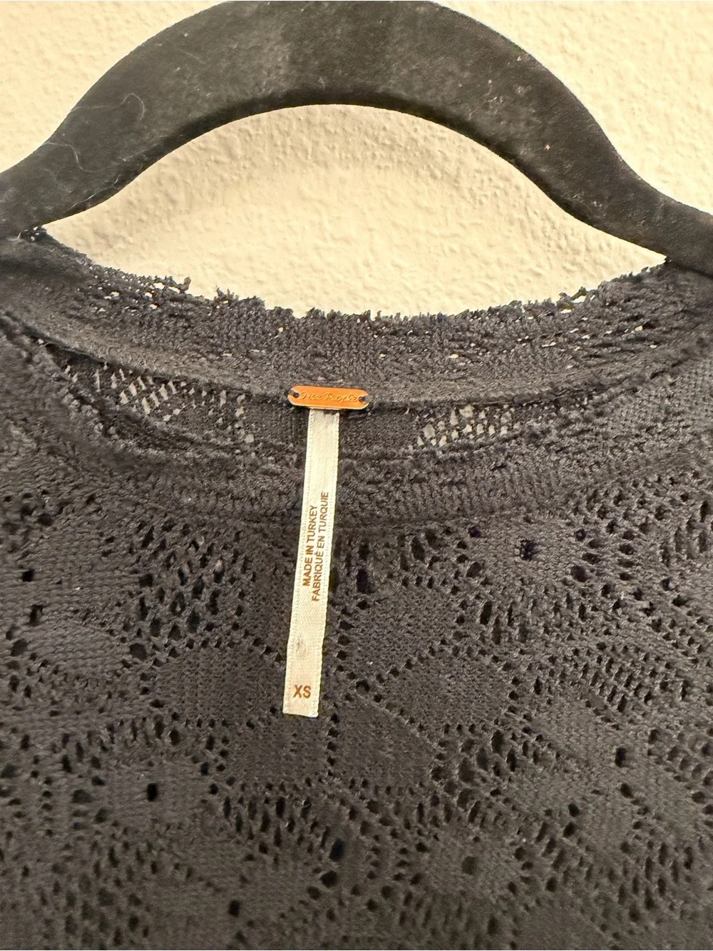 Free People Black Lace Long-Sleeve Women's Top